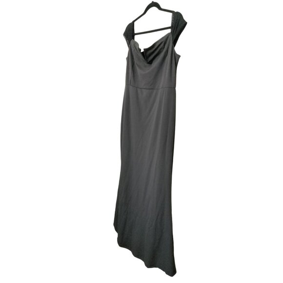 Black Formal Evening Gown Wire V-Neck Empire Waist Tulle Sleeve Maxi Dress XXL - Picture 4 of 8